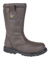 Grafters M376B Safety Steel Toe Rigger Crazy Horse Leather Boots - Brown