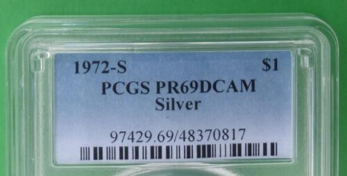 1972 S PCGS PR 69 D-Cam Eisenhower Silver Dollar Coin, Apollo 11 Insignia Rev - Picture 5 of 6