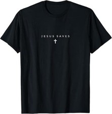 NEW LIMITED Jesus Saves Cross Subtle Christian Minimal Religious Faith T-Shirt