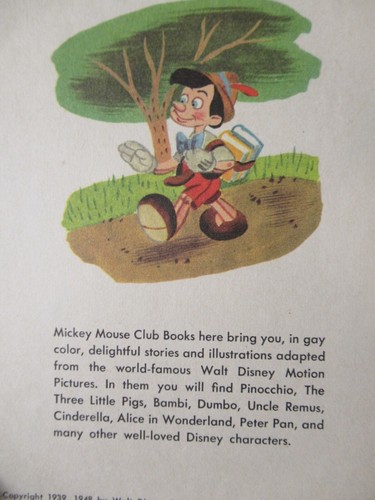 Vintage 1948 Mickey Mouse Club Book Walt Disney's Pinocchio - Picture 8 of 9