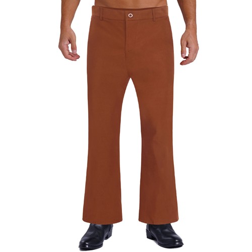 Men Bell Bottom Pants 70s Disco Outfits Bell Bottom Slim Fit Retro Flared AU - Picture 17 of 143