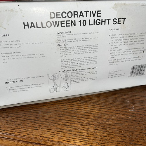 Vintage Halloween Blow Mold Pumpkin String Lights Set of 10w/Box Jack-O-Lanterns - Picture 10 of 10