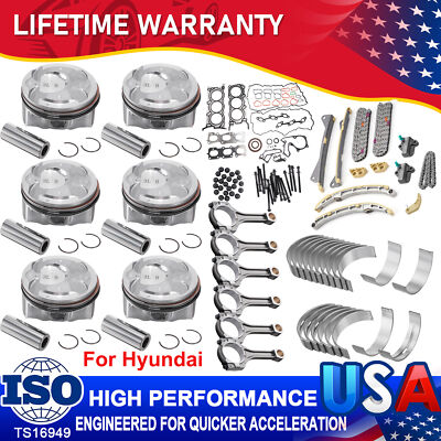 G6DH 3.3L Engine Rebuild Overhaul Kit Rod Timing Head Gasket Set For Hyundai Kia