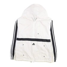 Vintage Adidas Anorak Pullover Windbreaker Light Jacket Size Medium White