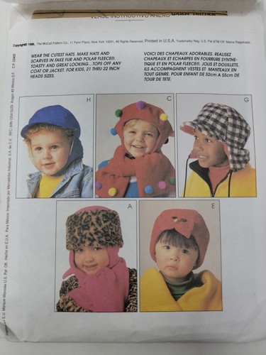McCalls 9497 Childs Girls winter Hats Sewing Pattern - Picture 2 of 3