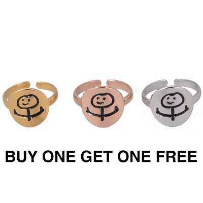 Pendantify Funny Doodle Stickman Middle Finger Ring (Buy One Get One Free)