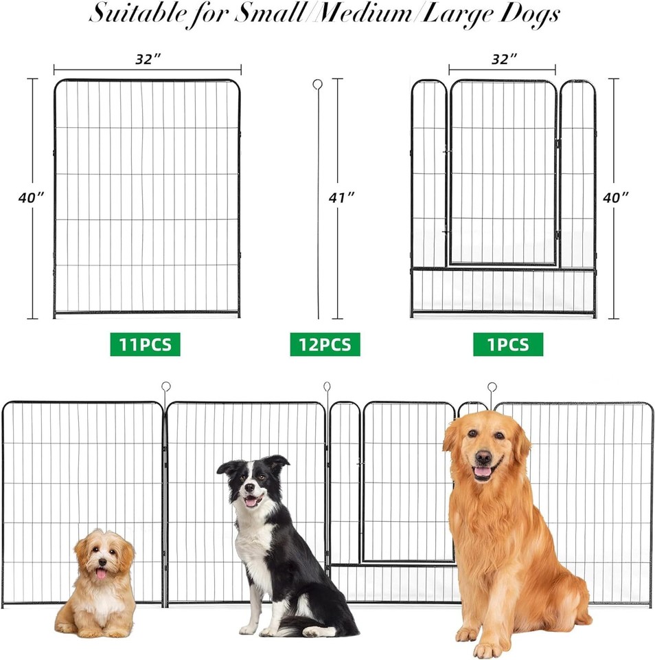 WeGear Dog Playpen 40 inch Height Dog Fence Outdoor Dog Pens for Large