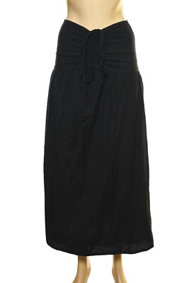 Posse Ruched Skirt XS 2 Women's Casual High-Waist Black Midi Boho NEW 40227