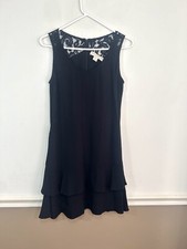 Michael Kors Women's Sleeveless Sheath Dress Size 4 Black Ruffles Tiered Witchy