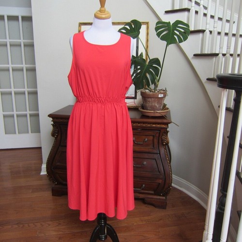 Zella Rosie Dress Women’s Size XL Coral Pink Midi Sleeveless Cinch Waist - Picture 2 of 11