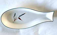 Denby Greenwheat Fish Shaped Dish Fish Serving Plate Platter Excellent