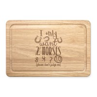 I Nur Want 2 Pferde Rechteckig Holz Schneidebrett - Lustig Pony