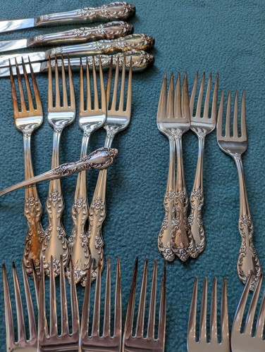 Set 48 Pezzi Posate WM Rogers International Argento Piatto Extra Grande Eleganza - Foto 6 di 13