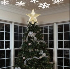 DG-Direct Christmas Tree Topper Lighted Star Gold 3D Hollow Sparkling Projector