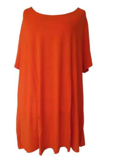 Sheego Mujer Camiseta Naranja Manga Corta Túnica Extragrande Verano Básico Punto - Imagen 1 de 8