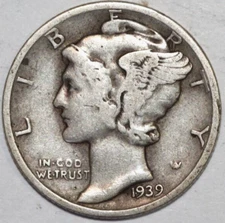 1939 D      Mercury Dime             17.8mm