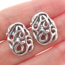 HAGIT GORALI 925 Sterling Silver Vintage Israel Modernist Oxidized Earrings