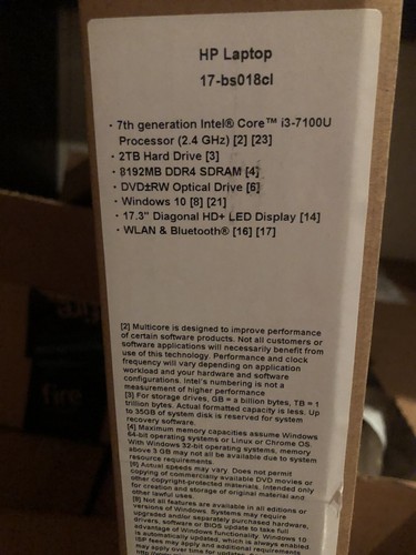 HP 17-bs018cl 17.3" Laptop Core i3 7100U 8 GB RAM 2TB Win 10 - Picture 1 of 3