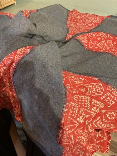 Mirasol Denim Southwestern Long Skirt Large Red Bandanna Accent Rodeo Wear NWT - Picture 11 of 14