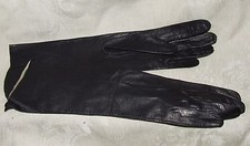 Pair 1950s UNWORN Wear Right Size 6 1/2 Black Kid Leather Gloves 12 1/4" Italy