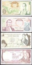 Colombia Set 5 - 1000 Pesos Oro 1975-1995    UNC