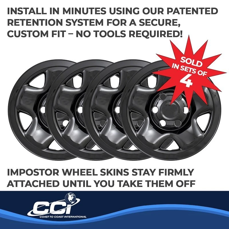 Чехлы колес IMP68BLK, 16 дюймов для Toyota Tacoma 2005-2023 годов выпуска глянцевые черные - Изображение 2 из 3