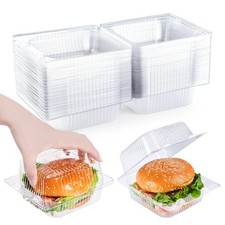 Heavy Duty Plastic Clear Clamshell Food Containers with Lids Disposable Hinged