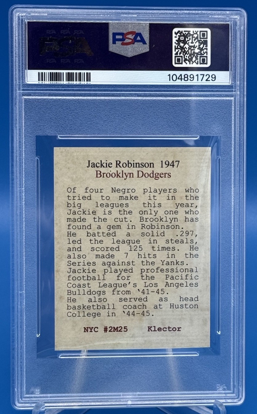 Rare 1981-94 Klector’s Cab Cards JACKIE ROBINSON PSA 9 Mint /400 Pop 9 HOF view 2