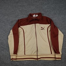 Vintage Puma Track Jacket Mens XL Beige Brown Colorblock Full Zip Taiwan 80s