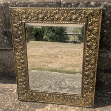 Antique Old Arts and Crafts Sea Shell Design Bevelled Edge Mirror Art Nouveau 