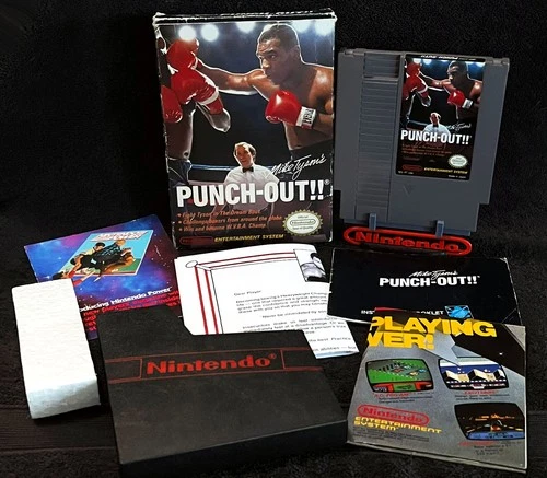 1987 MIKE TYSON PUNCH-OUT • WORKING w/BOX & INSERTS • VINTAGE NES VIDEO GAMES