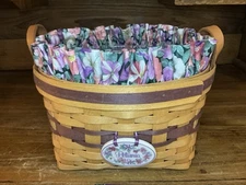 Longaberger ~ 1997 May Series~ Petunia Basket ~ Liner ~ Protector ~Tie On