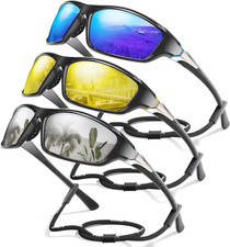 3 Pack Polarized Sports Sunglasses for Men, Mens Sunglasses Wrap around UV Prote