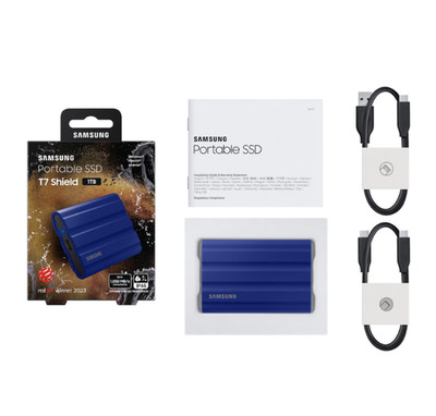 Samsung T7 Shield 1TB Portable SSD Blue Rugged External NVMe SSD USB 3.2 Gen2