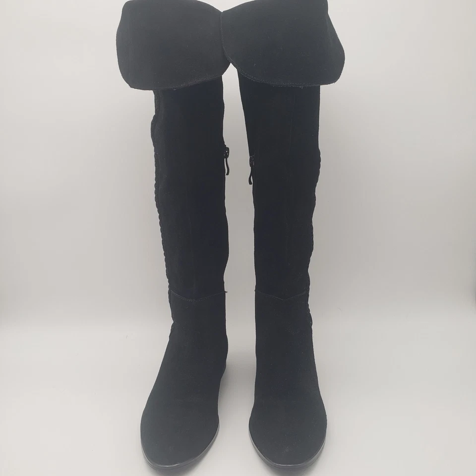 Sbicca Spokane Vtg Collection Knee High Black Suede Leather Riding Boots Women 6 - Image 2 of 4