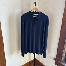 Ted Baker London NWT Navy Blue Long Sleeve 1/2 Zip Polo Shirt Men  s 5 - Large