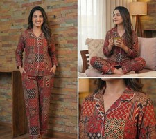 Indian Hand Block Print Pajamas Floral Pure Cotton Women  s Nightwear