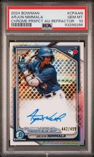 2024 Bowman Chrome Prospect Autographs Arjun Nimmala RefractorAuto /499 PSA 10