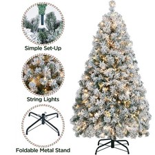 Arbol De Navidad 4.5 Pies Artificial Con Nieve y Luces Integrada Decoraci n 2025