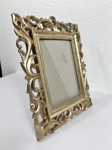 Romantic Ornate Chunky Silvery/Gold Picture Frame Free Standing Holds 5x7 Photo - Picture 9 of 10