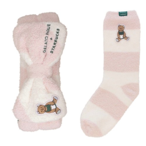 Starbucks Hairband & Socks set GELATO PIQUE Unisex Fluffy Japan Gift New Kawaii - Picture 5 of 10