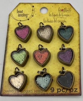 Bead Landing Hearts Drop Charms Nickel Free NEW 9 Piece