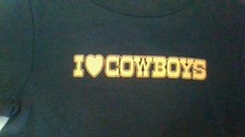 I Heart Cowboys Graphic Women's XL Blk Crop Baby Tee GIRL DANGEROUS Cowgirl EUC