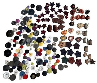 Multi-Color Star Heart Sewing Craft Scrapbooking Button Set Lot 195 Pcs