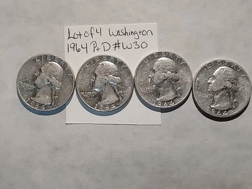 1964 P And D 90% Silver Quarters XF Lot Of 4 $1 Face. W30