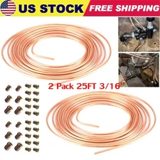 2X Copper Nickel Brake Line Tubing Kit 3/16 OD 25 Ft Coil Roll all Size Fittings