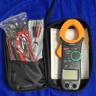 NJTY 3266TB Digital Clamp Meter 600A 600V CAT II 4000Ct NCV Temp Leads