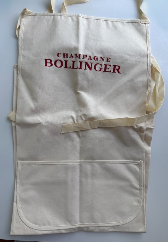 RARE NEW Vintage BOLLINGER CHAMPAGNE Cream Twill  Apron Red Embroidery