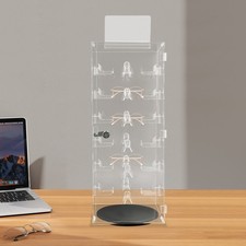 Acrylic Sunglasses Organizer Rotating Lockable Sunglass Display Case Clear