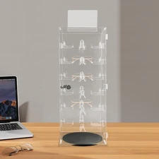 Acrylic Sunglasses Organizer Rotating Lockable Sunglass Display Case Clear